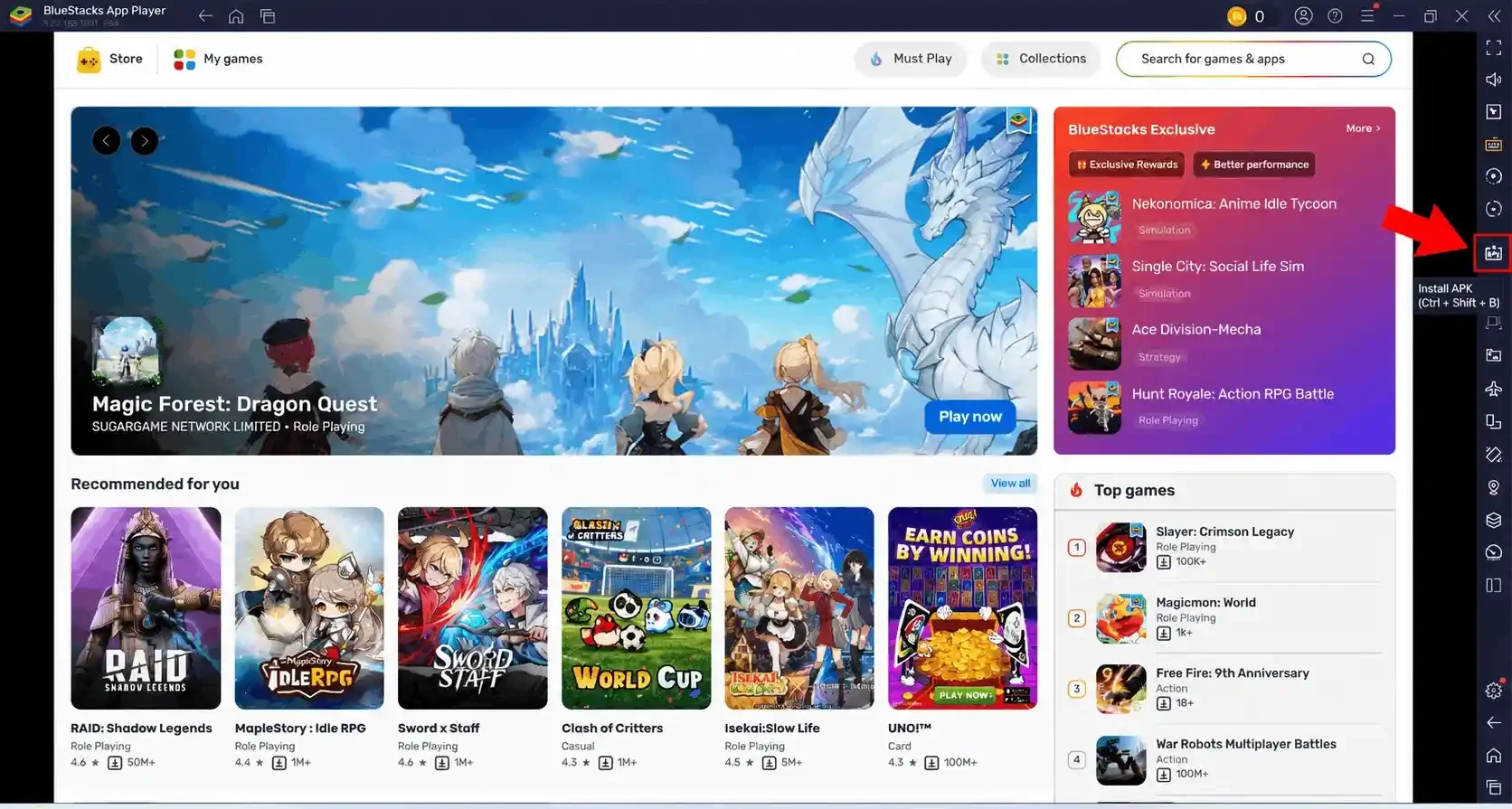 PC 2 selecting apk installer option in bluestack